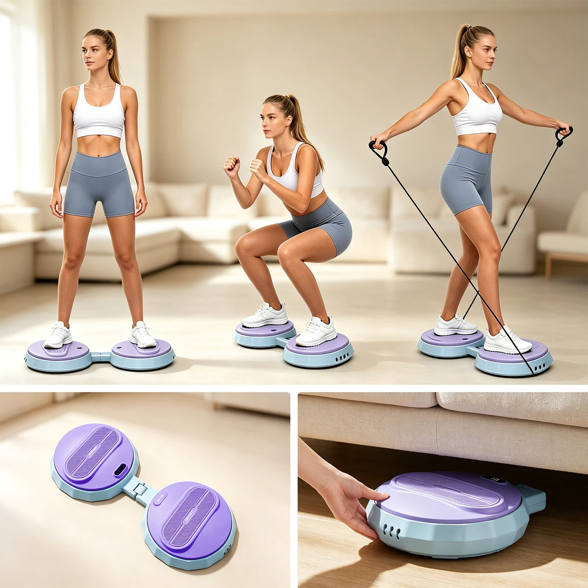 Fold Waist Twister Machine With Resistance Bands For Fitness
