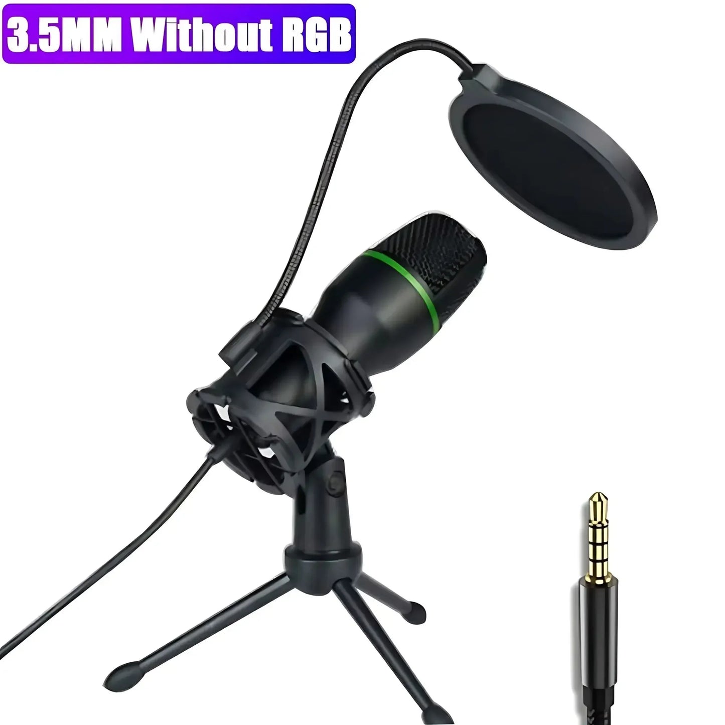 Condenser USB Microphone Kit With Tripod Stand And RGB Lighting