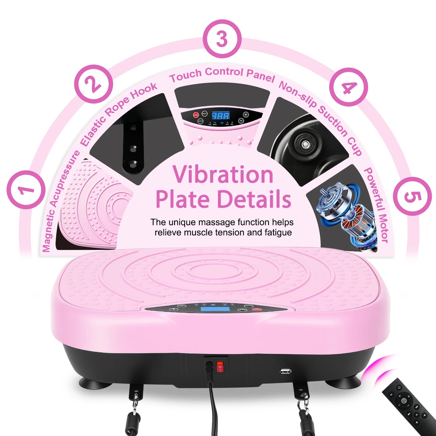 Portable Vibration Plate Exercise Machine With Bluetooth Resistance Bands