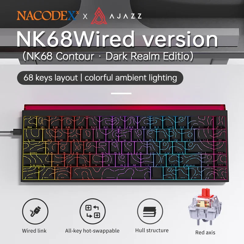 Ajazz NK68 68 Key Hot Swappable Mechanical Keyboard