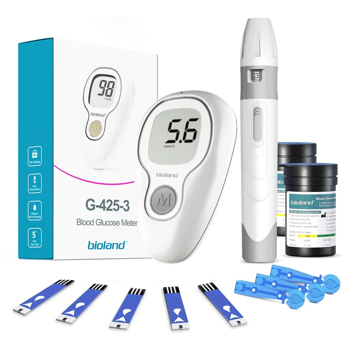 VivaGuard Blood Glucose Monitor Kit With Strips And Lancets