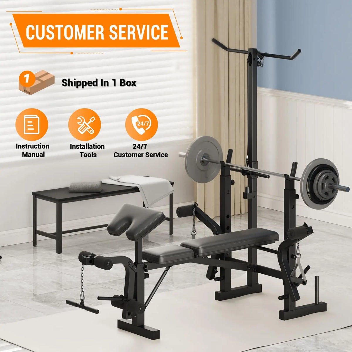 Foldable Adjustable Weight Bench With Leg Extension Support