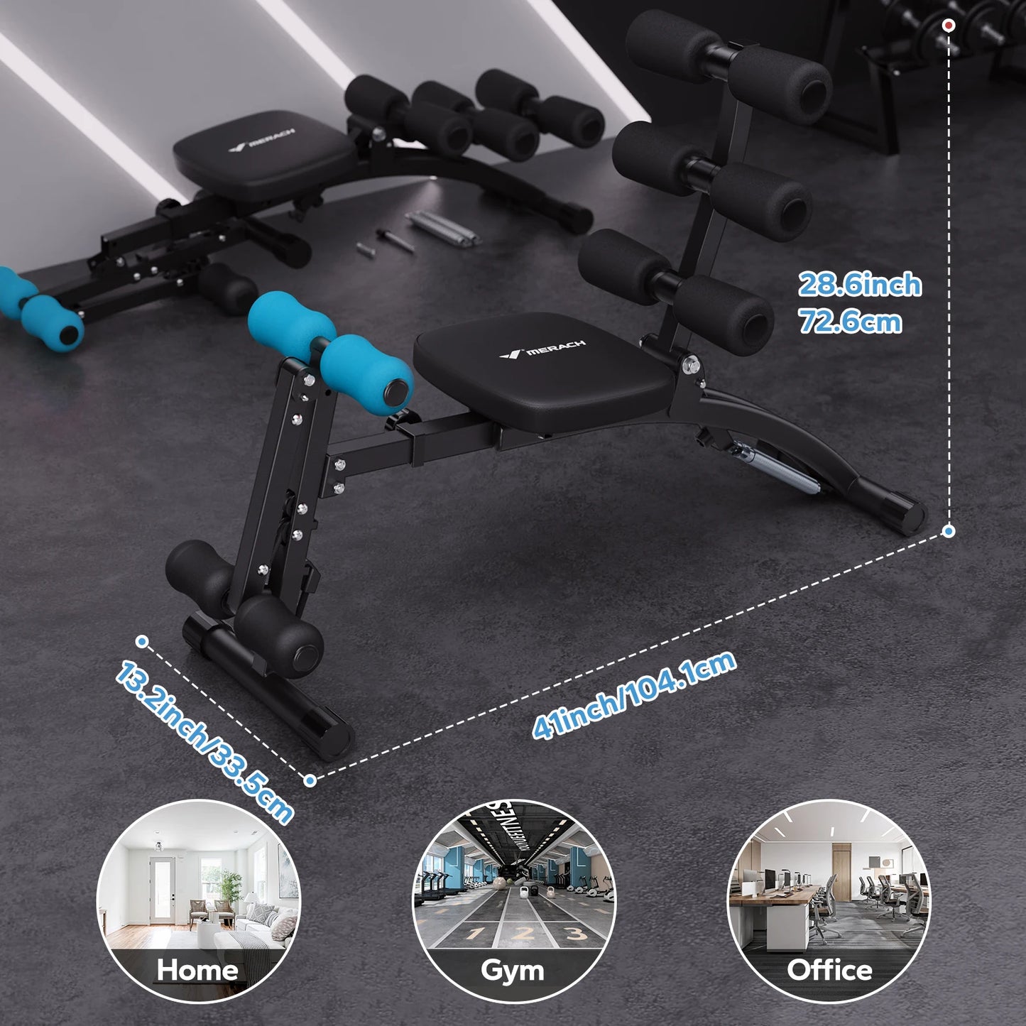 MERACH Ab Machine Multi-Functional Adjustable Ab Trainer Bench