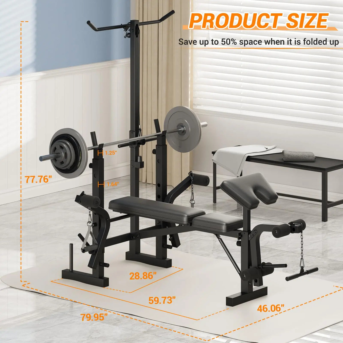 Foldable Adjustable Weight Bench With Leg Extension Support