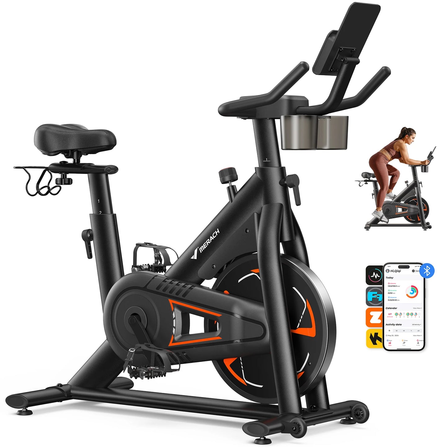 Merach Magnetic Exercise Bike No Plug Needed Quiet Operation