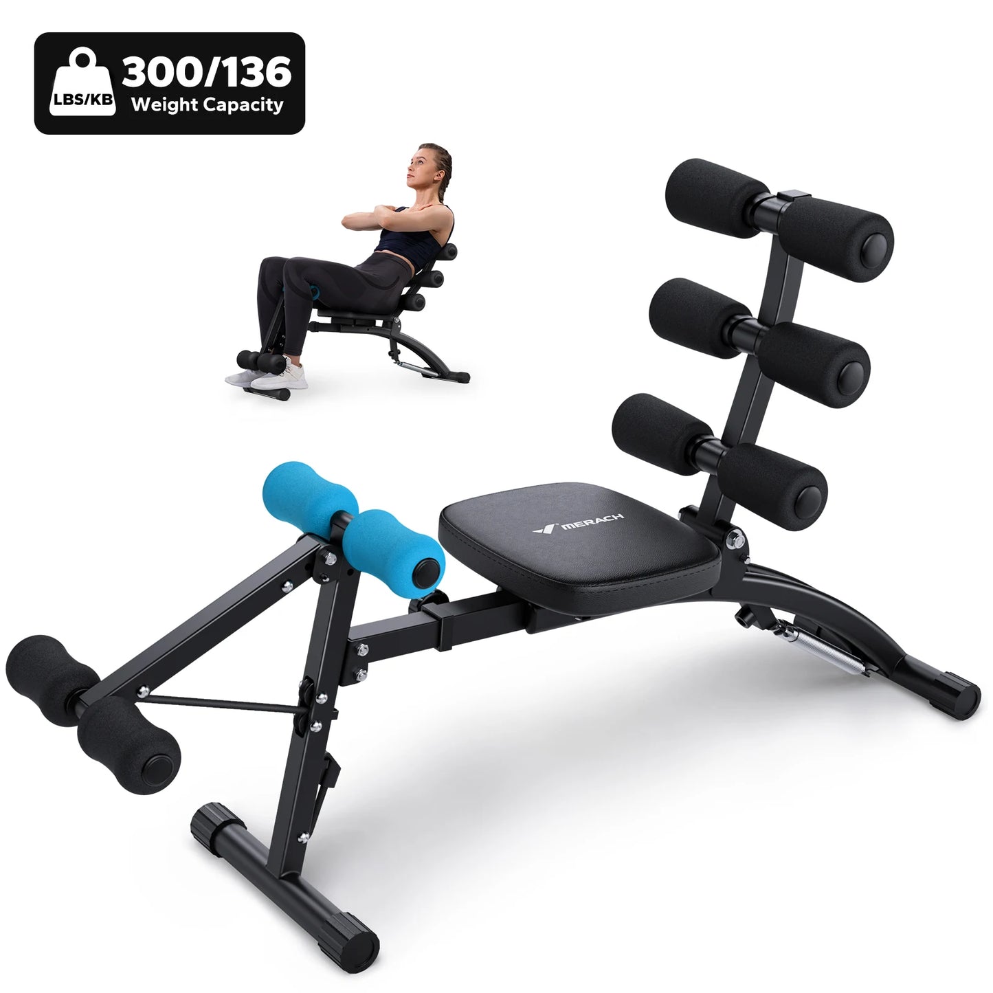 MERACH Ab Machine Multi-Functional Adjustable Ab Trainer Bench