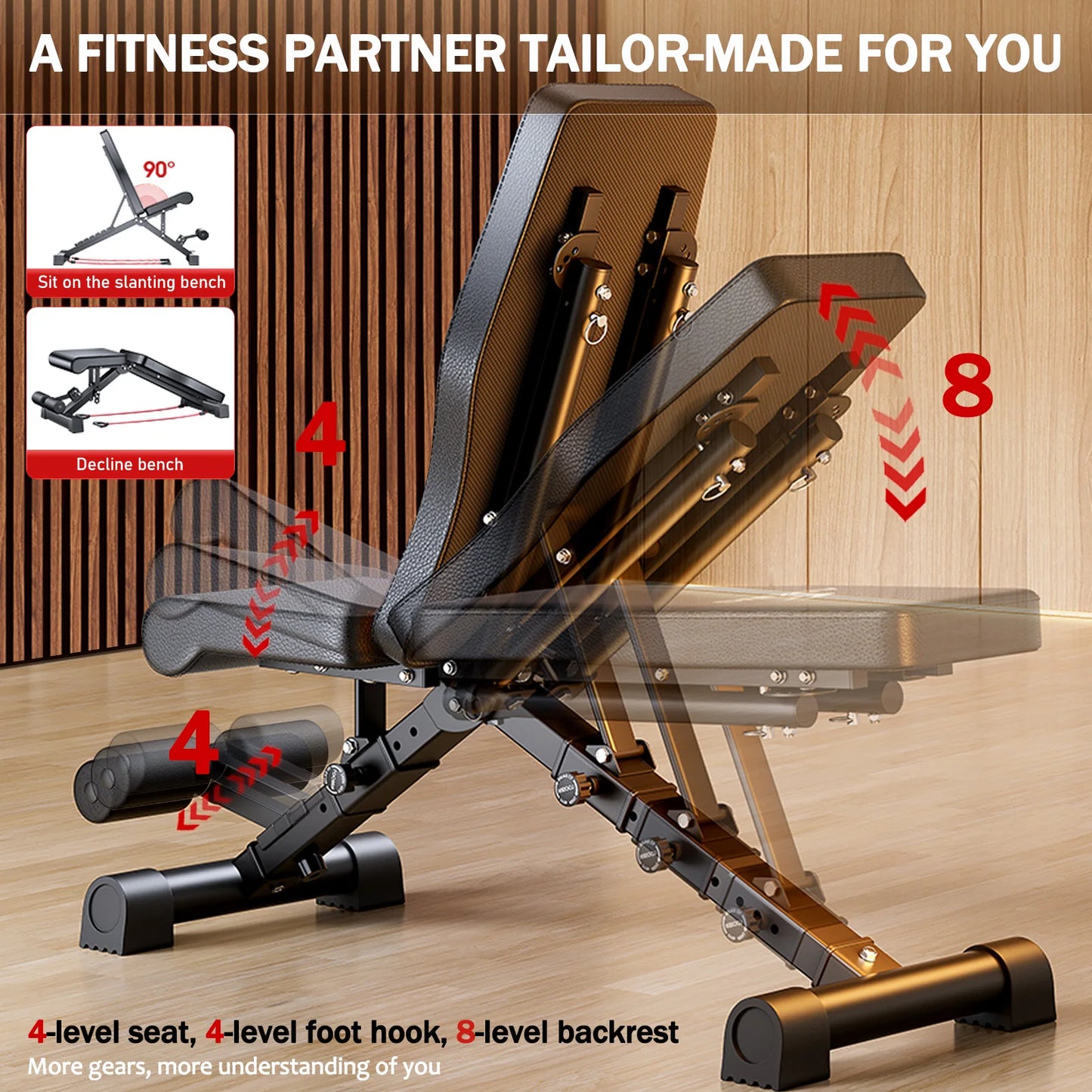Foldable Adjustable Weight Bench For Full Body Dumbbell Training 1000lbs