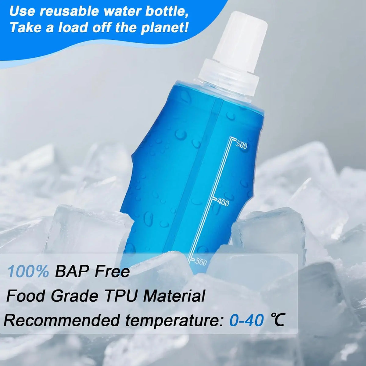 Collapsible BPA Free Water Bottle For Running And Hiking