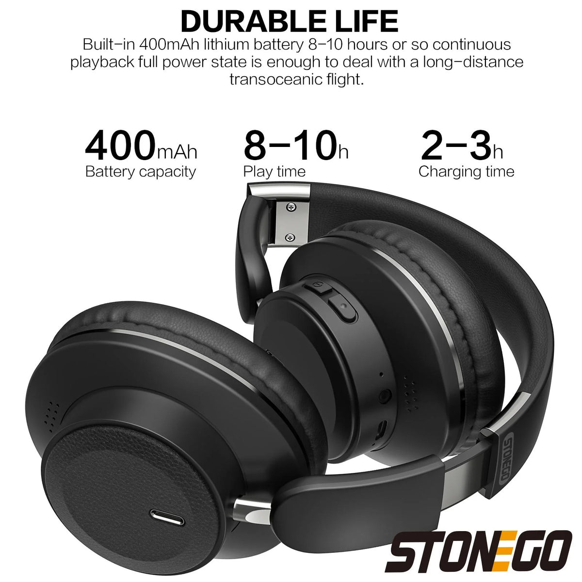 Stonego Foldable Wireless Over Ear Headphones Bluetooth Stereo