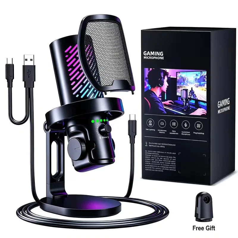 Tenlamp RGB USB Gaming Microphone for PC Mac PS4 PS5
