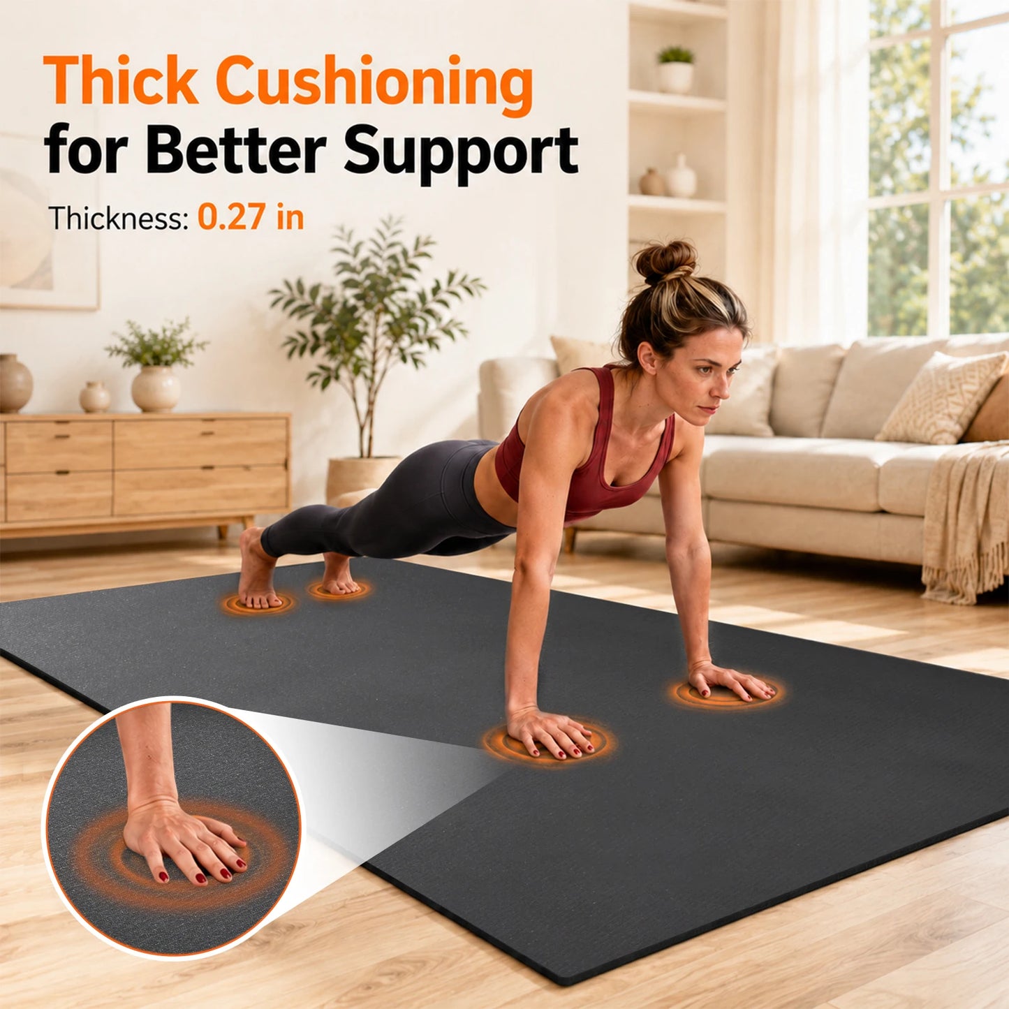 Non Slip Thick PVC Yoga Mat For Home Gym Workouts