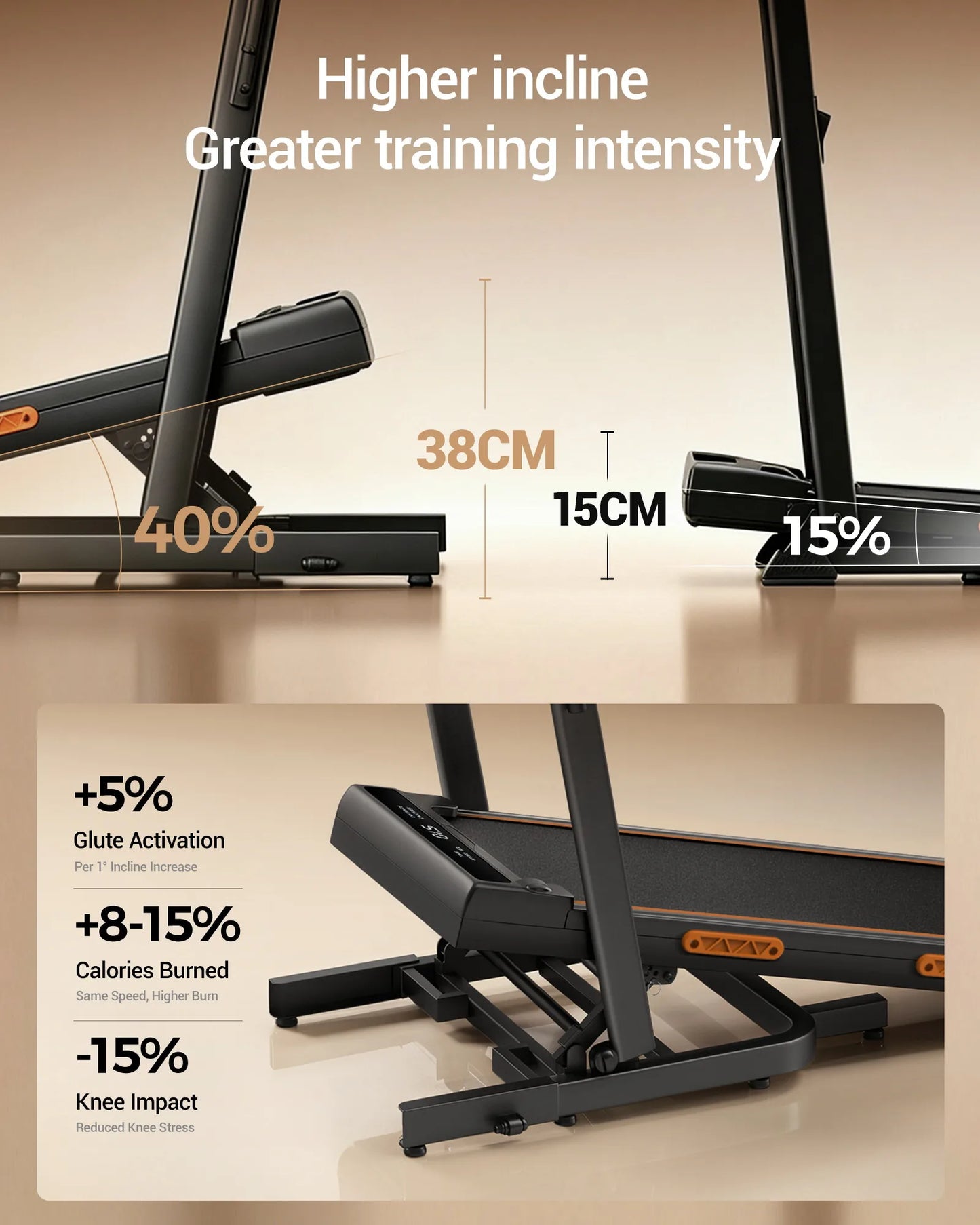 UMAY Home Treadmill With 3.0HP Motor LED Display