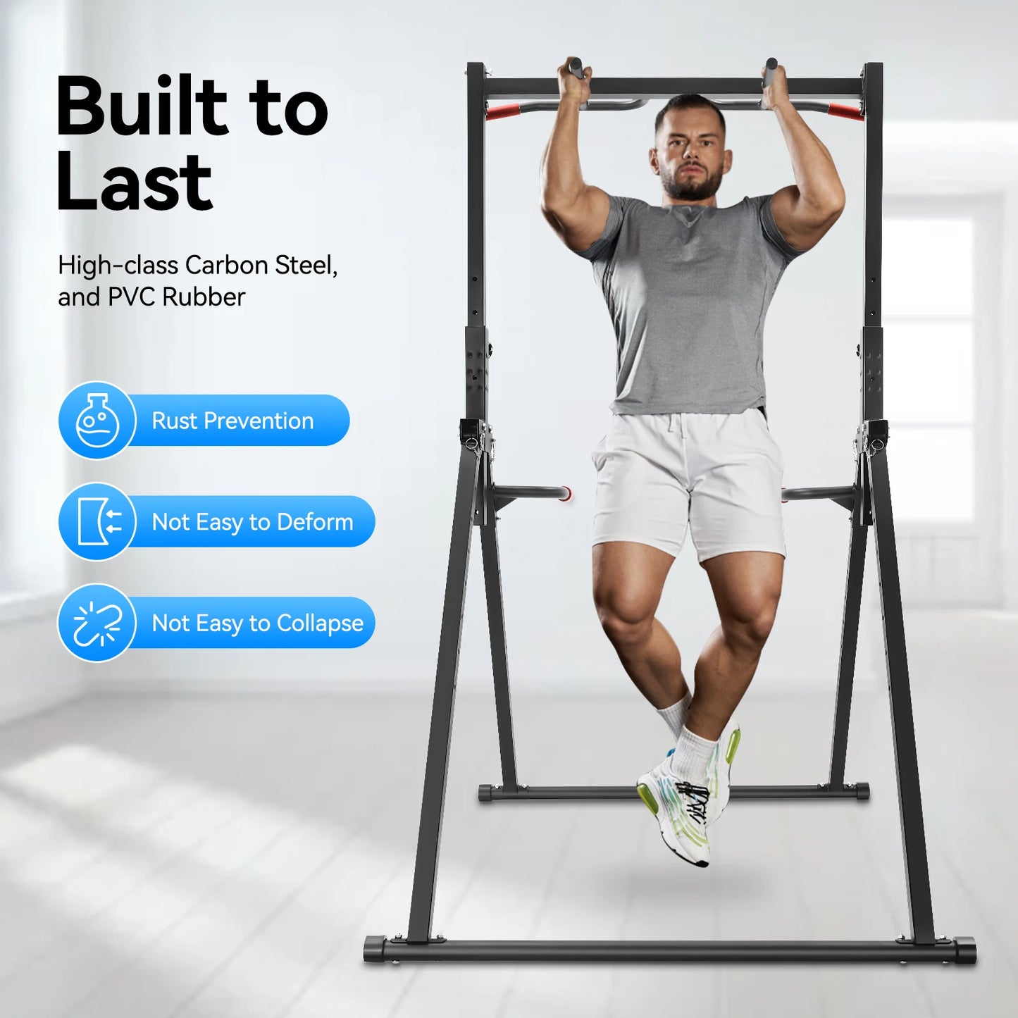 Adjustable Pull Up Bar 200kg Foldable Home Gym Station