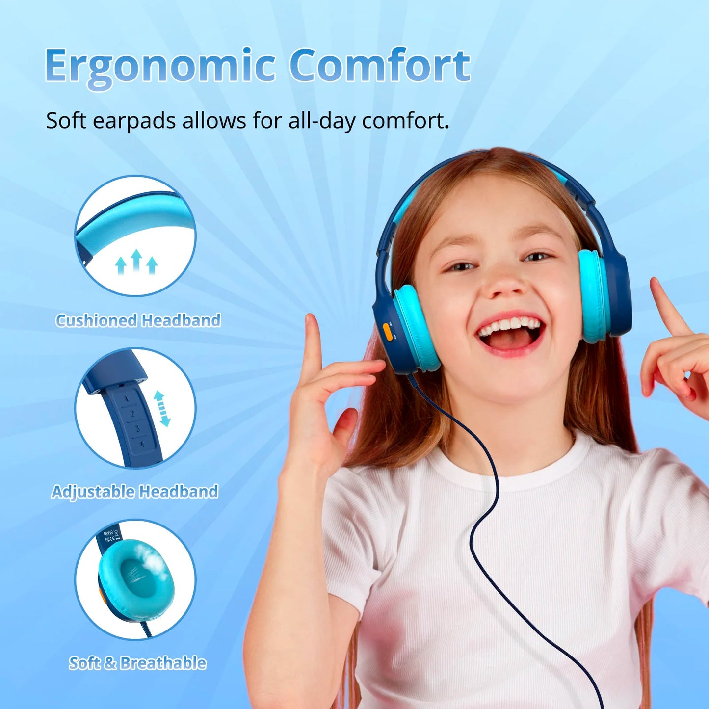 Tronsmart KH01 Wired Kids Headphones With Safe Volume Control