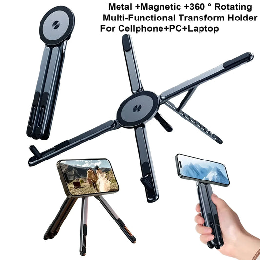 Portable Magnetic Phone Holder Selfie Stick 3-In-1 Tripod Stand
