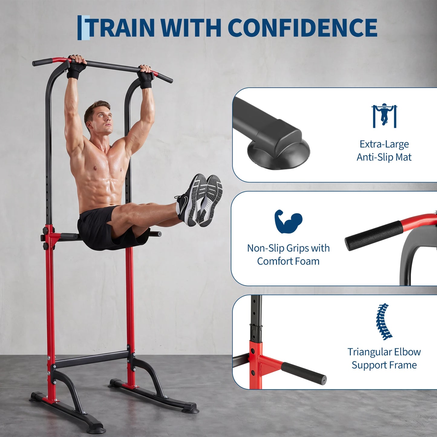 Heavy Duty Pull Up Dip Station Power Tower Home Gym