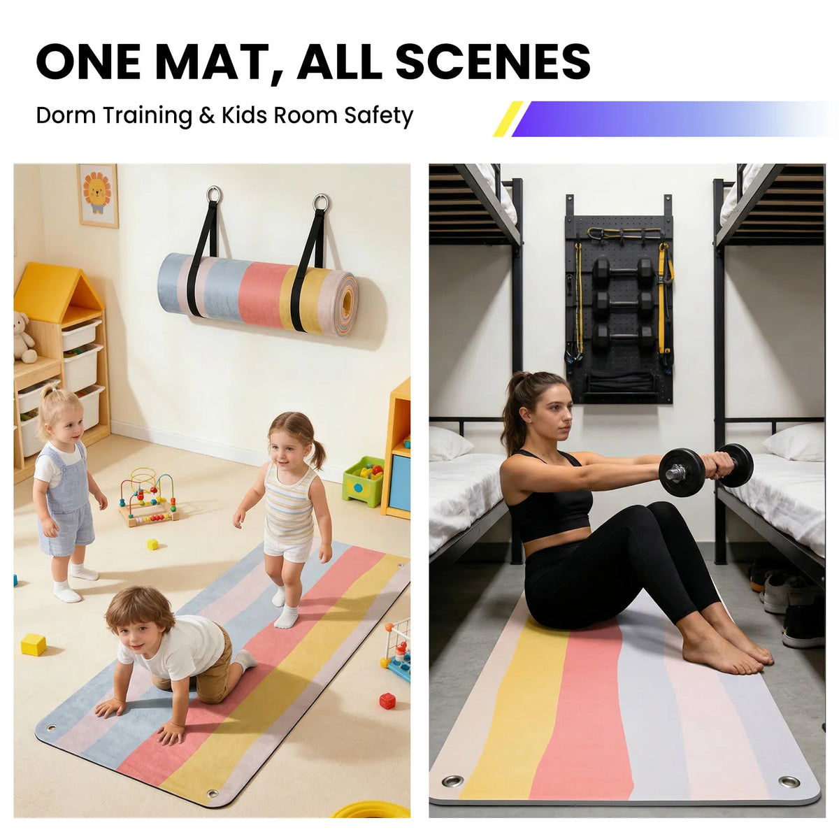 Hanging Non-Slip Foldable Fitness Mat With Grommets