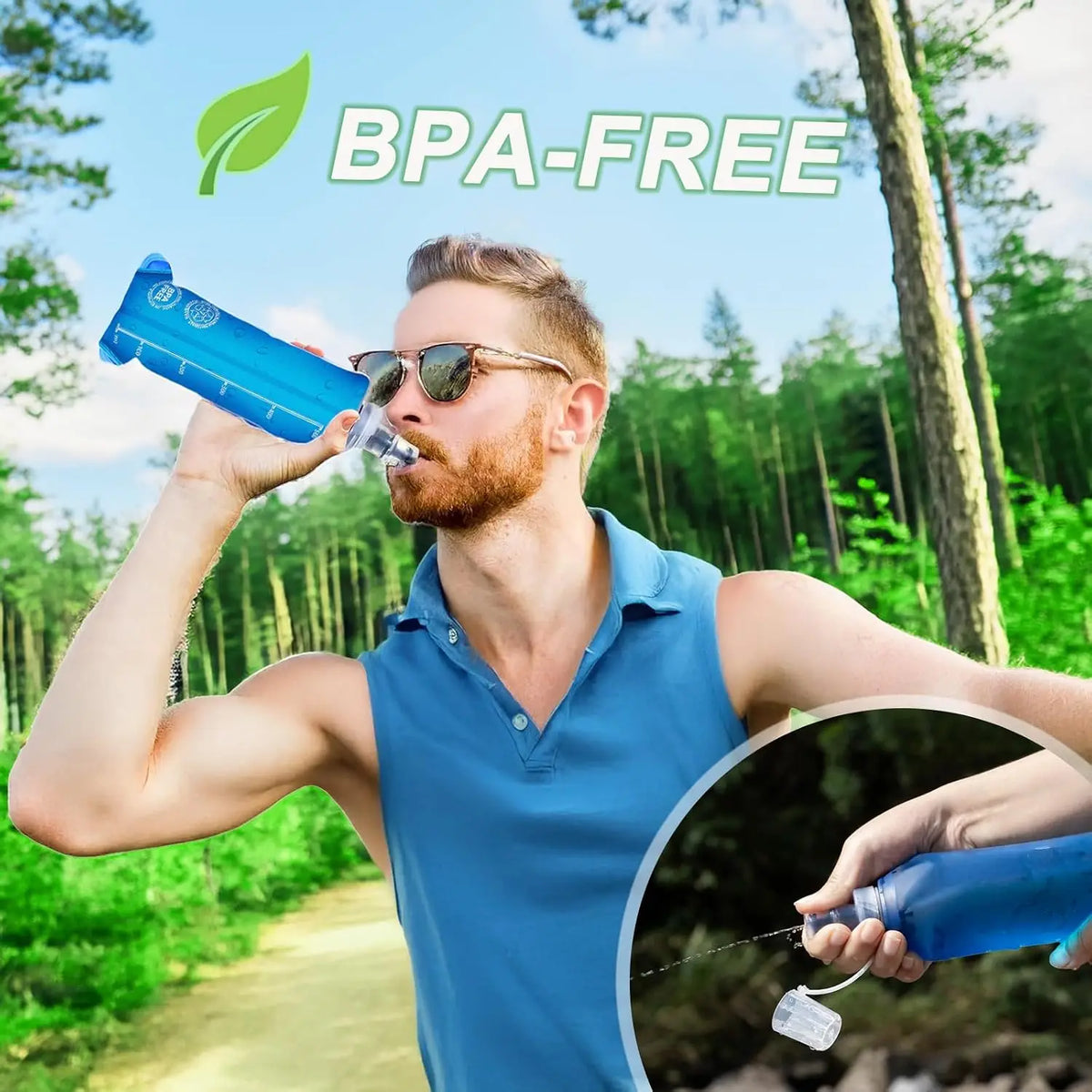Collapsible BPA Free Water Bottle For Running And Hiking