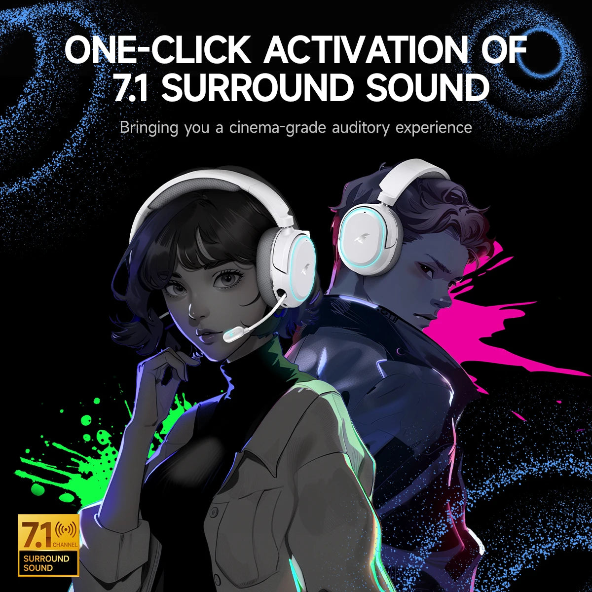 Picun G2 Bluetooth Gaming Headset With ENC Microphone