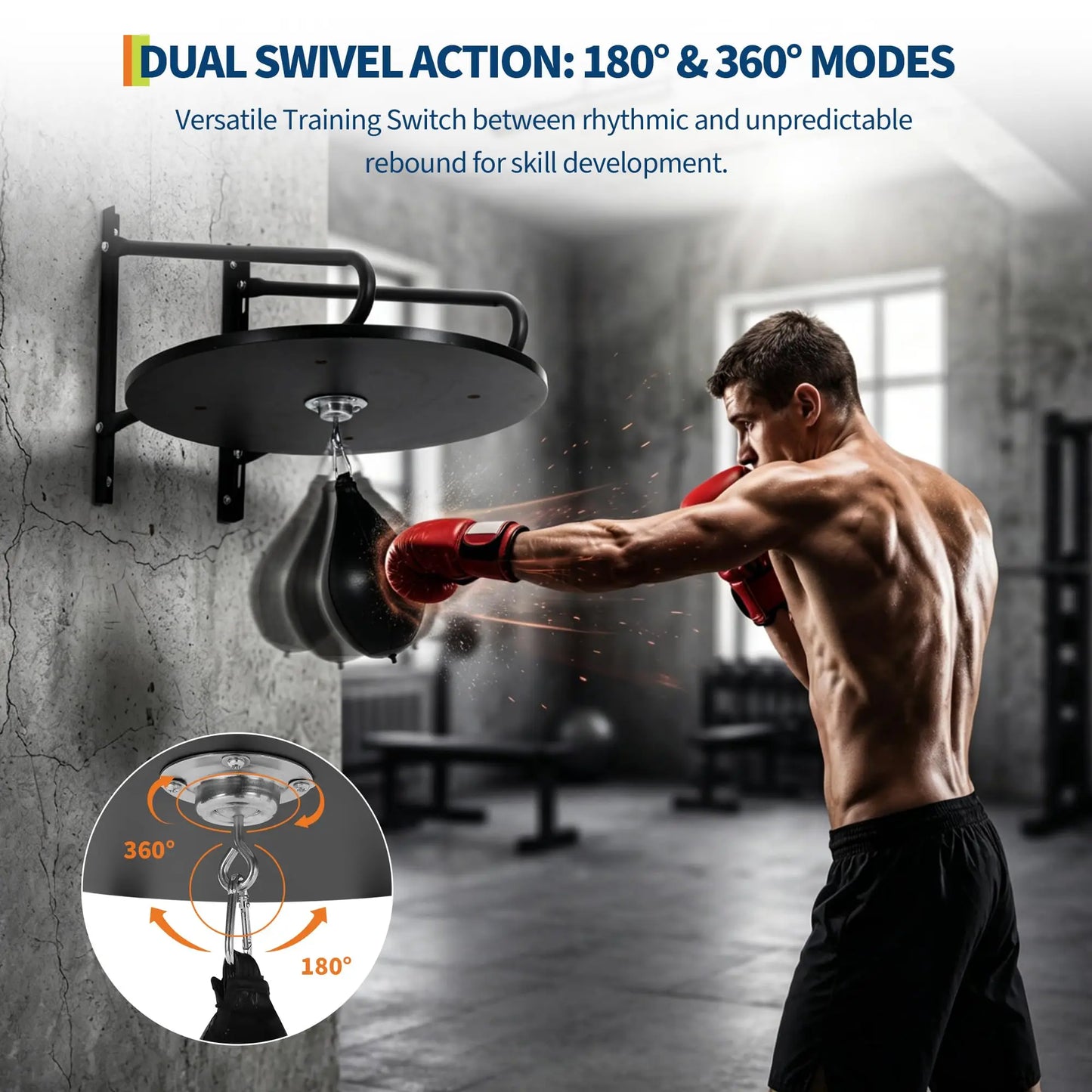 HiMISS Heavy-Duty Speed Bag Platform With 360 Swivel Wall Mount