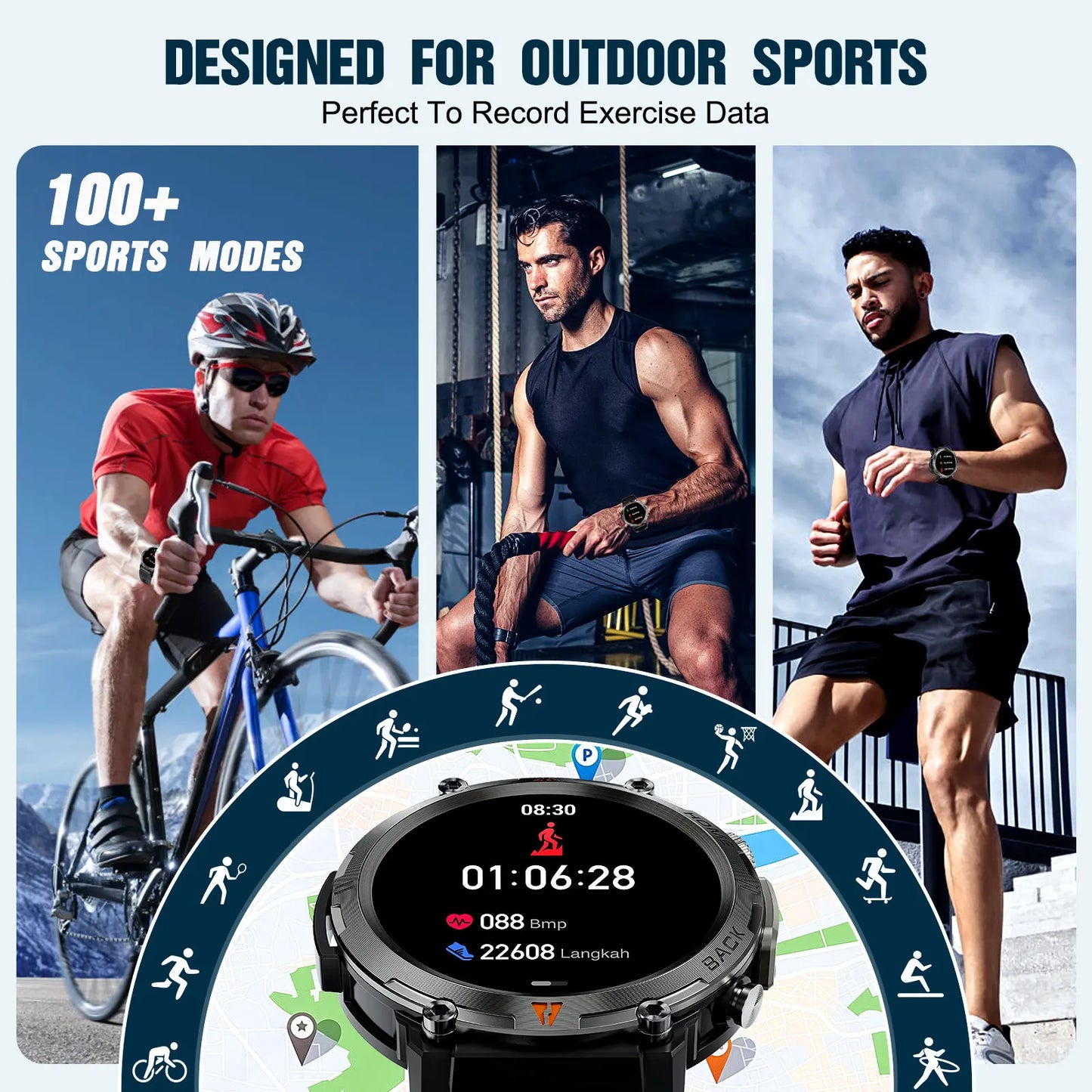 LaNikar KE3 Bluetooth Call Smart Watch For Men Health Monitor