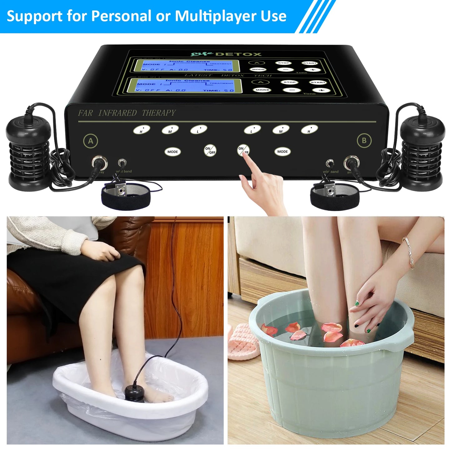 Dual Ionic Foot Bath Detox Machine With Infrared Waist Belt