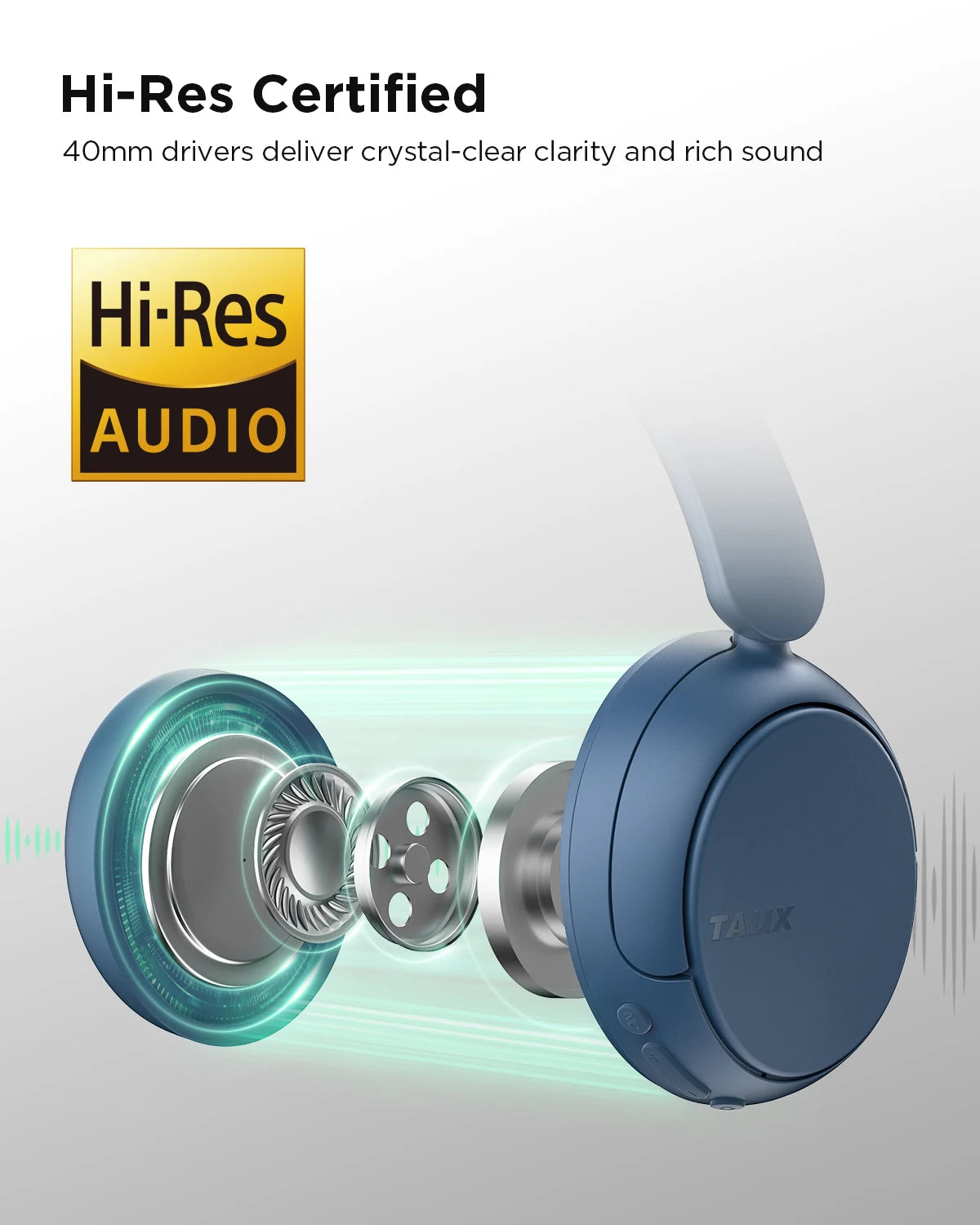 TALIX H30 Wireless Over Ear Bluetooth Headphones Hybrid ANC