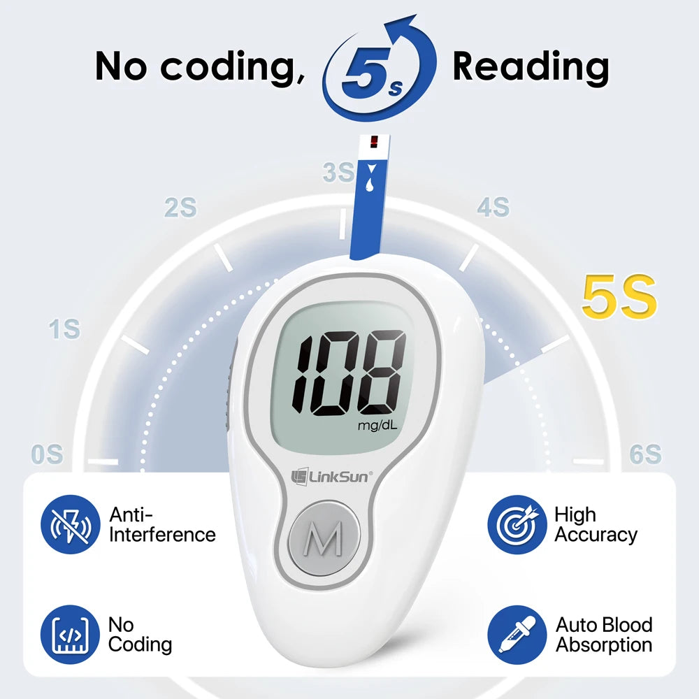 Linksun Blood Glucose Monitor G-425-1 50 Strips Diabetes Testing Kit