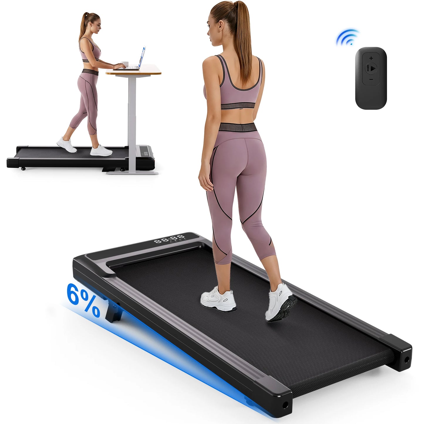 Superun Foldable Treadmill 6% Incline 3.8 Mph Walking Pad