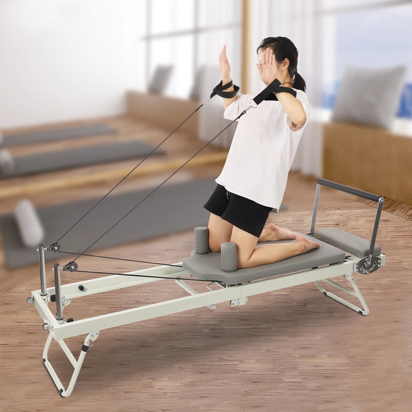 Foldable Pilates Reformer Machine Portable Fitness Equipment Multifunctional