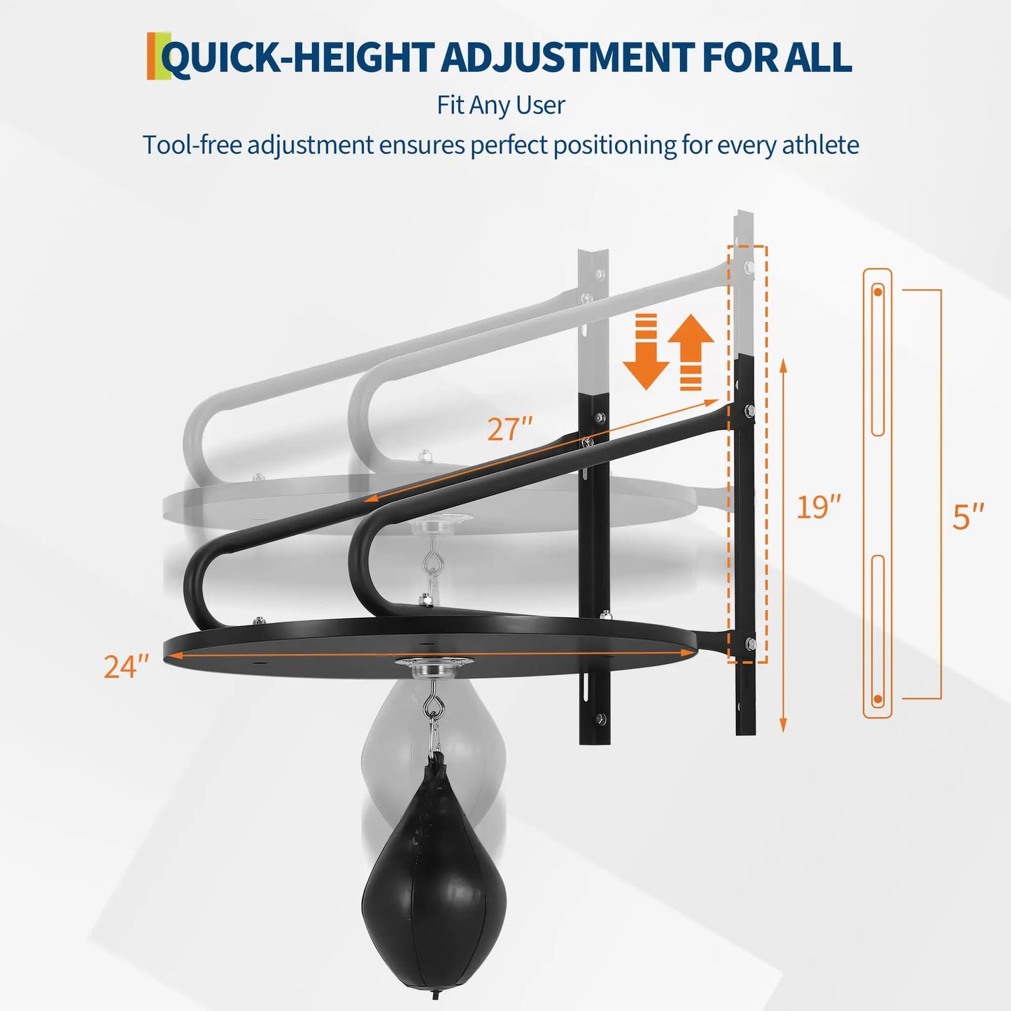 HiMISS Heavy-Duty Speed Bag Platform With 360 Swivel Wall Mount