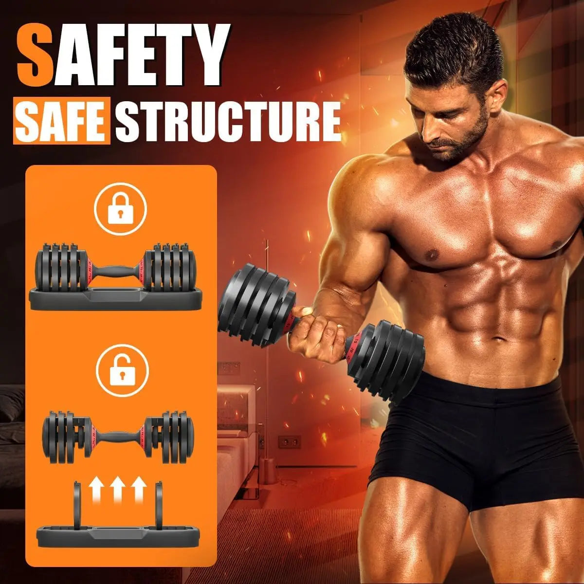 Adjustable Dumbbells For Home Gym Fast Adjust Weight Metal
