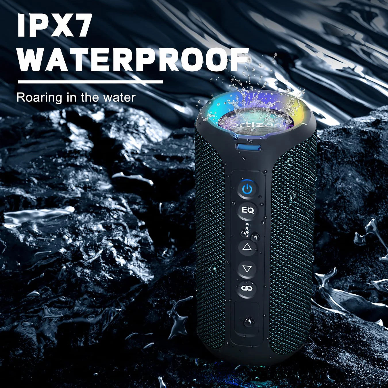 Ortizan 40W Wireless Bluetooth Speaker IPX7 Waterproof LED Light