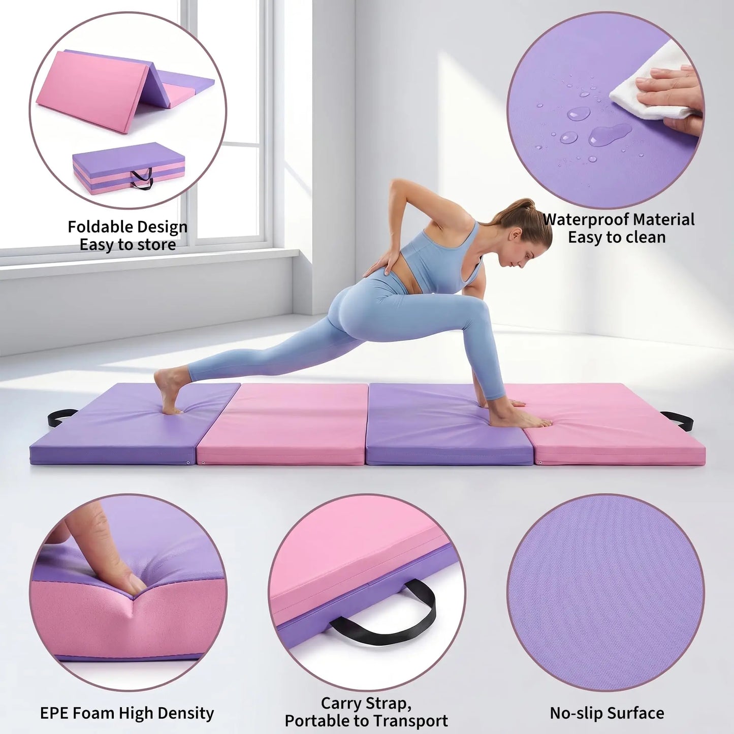 HiMISS Gymnastics Mat Folding Floor For Home Gym And Yoga