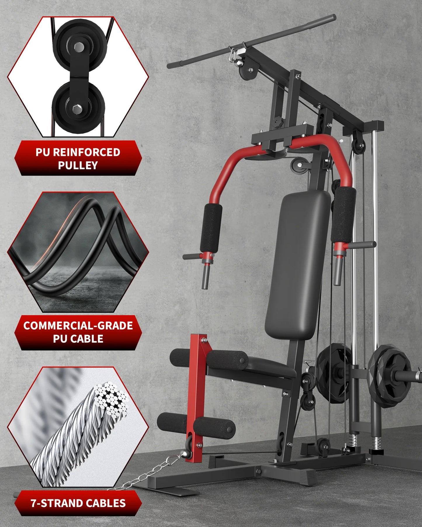 HiMISS 5in1 Home Gym With Lat Pulldown Chest Press