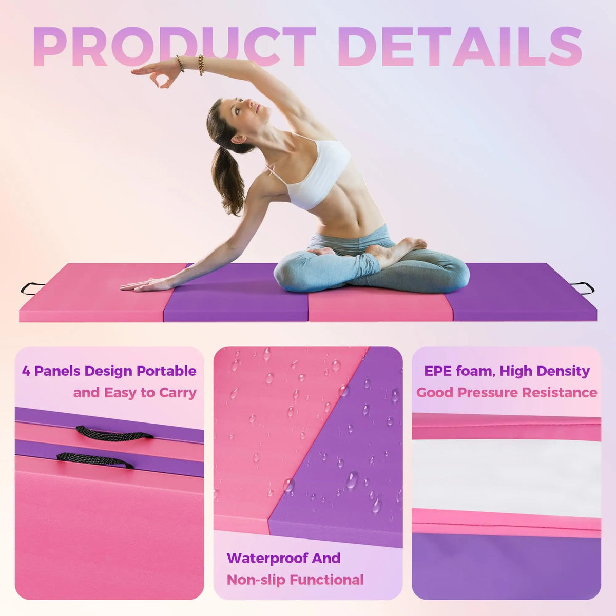 HiMISS Premium Folding Gymnastics Exercise Mat For Home Training