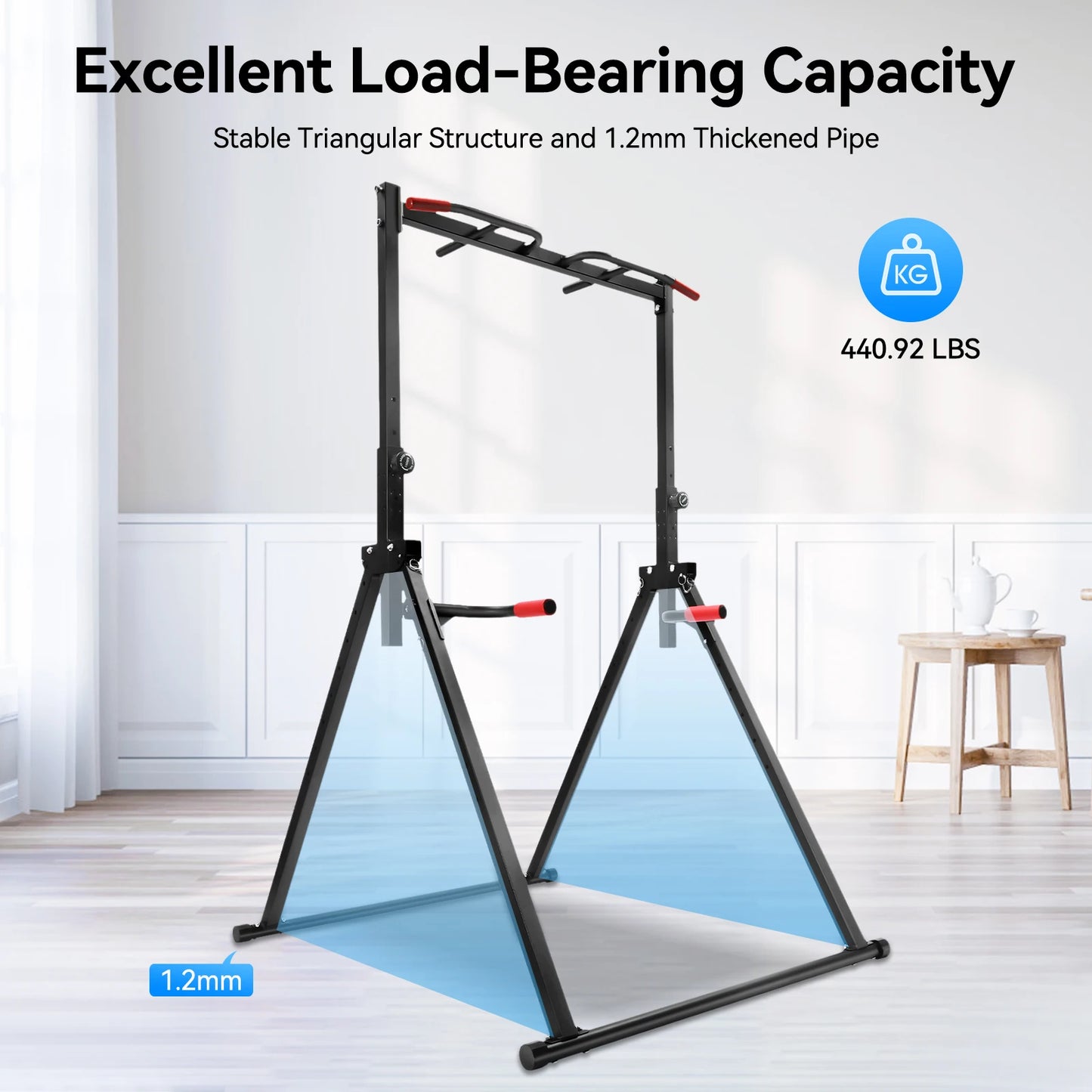 Adjustable Pull Up Station Foldable Triangular Bar For Home Gym