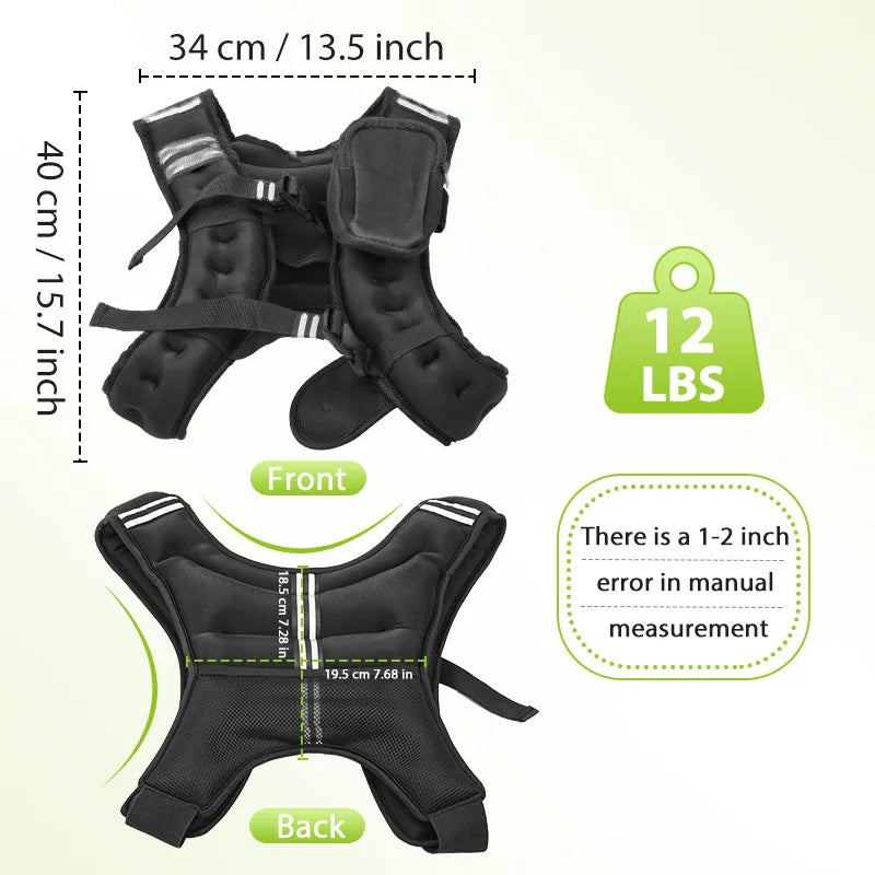 12lb Weight Vest With Reflective Stripe For Workout And Running
