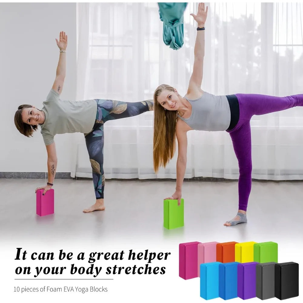 YTYIN EVA Foam Yoga Blocks Ten Pack For Pilates Stretch