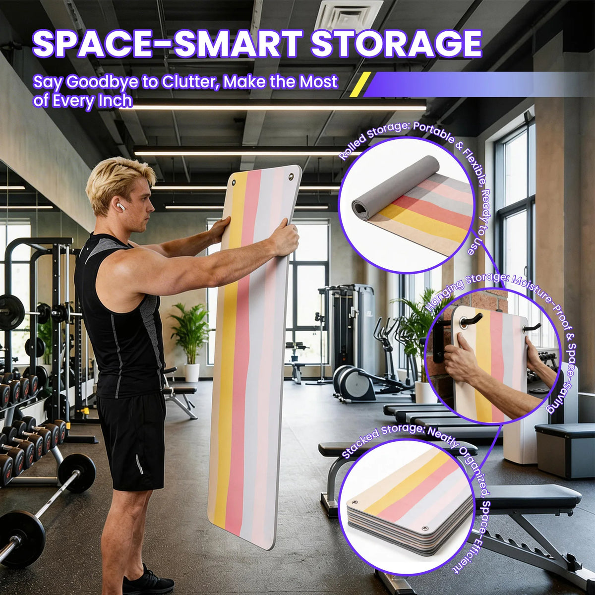 Hanging Non-Slip Foldable Fitness Mat With Grommets