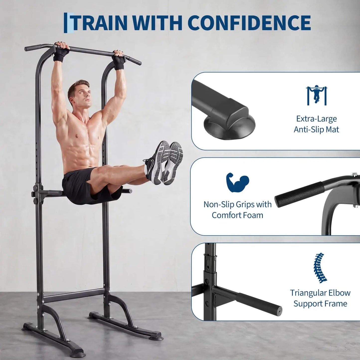 HiMISS Multifunction Power Tower With Pull Up Bar Dip Station