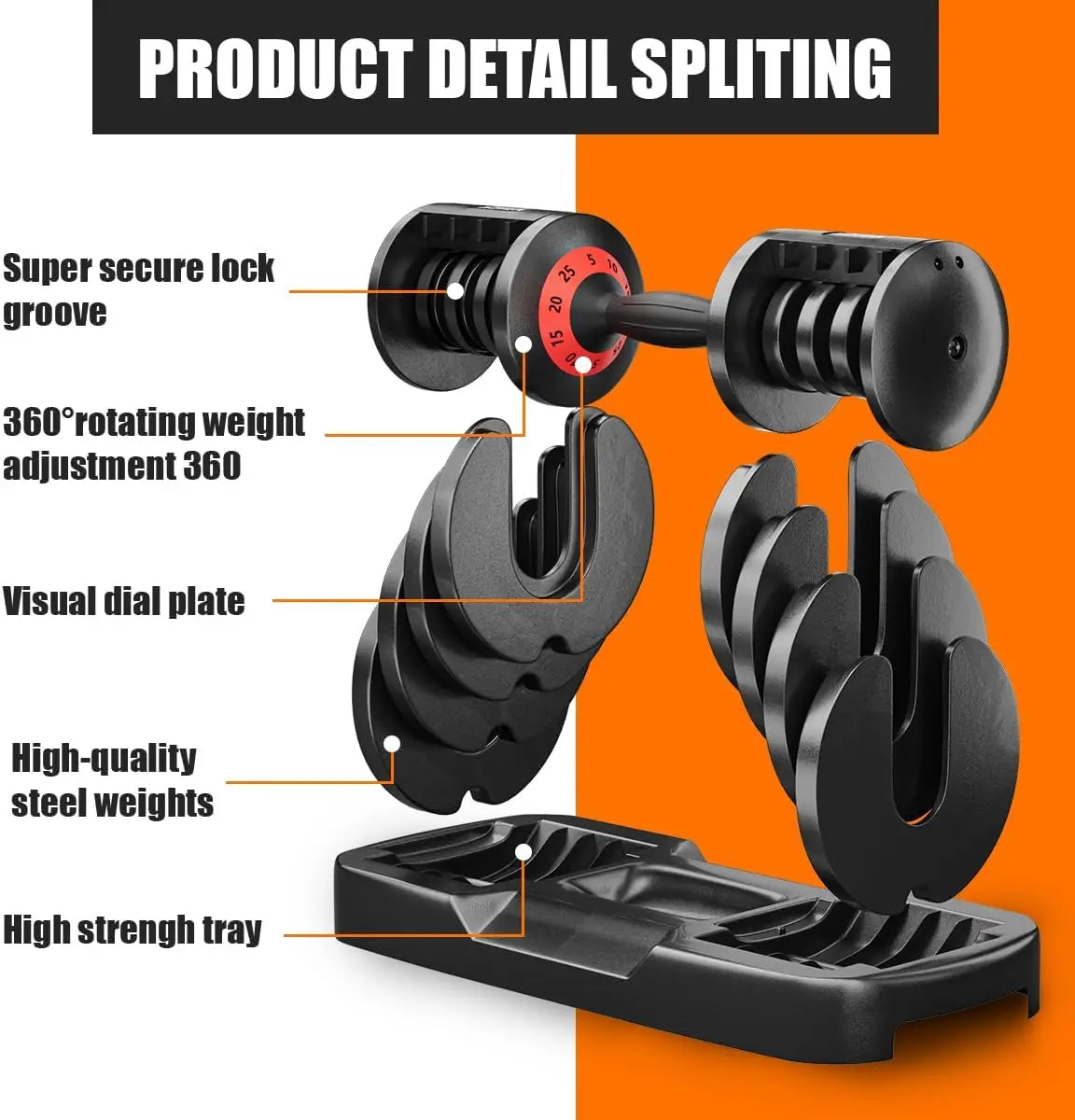 Adjustable Dumbbells For Home Gym Fast Adjust Weight Metal