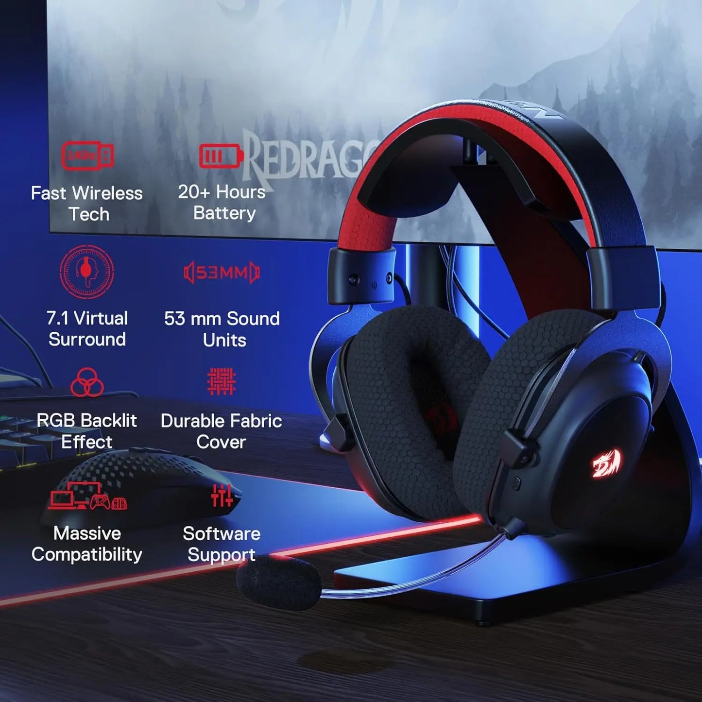Redragon H510 PRO Zeus X Wireless Gaming Headset 7.1 Sound