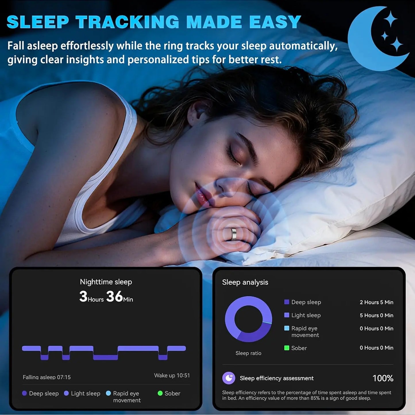 YTYIN Smart Ring Activity Tracker SpO2 Heart Rate Sleep Monitoring