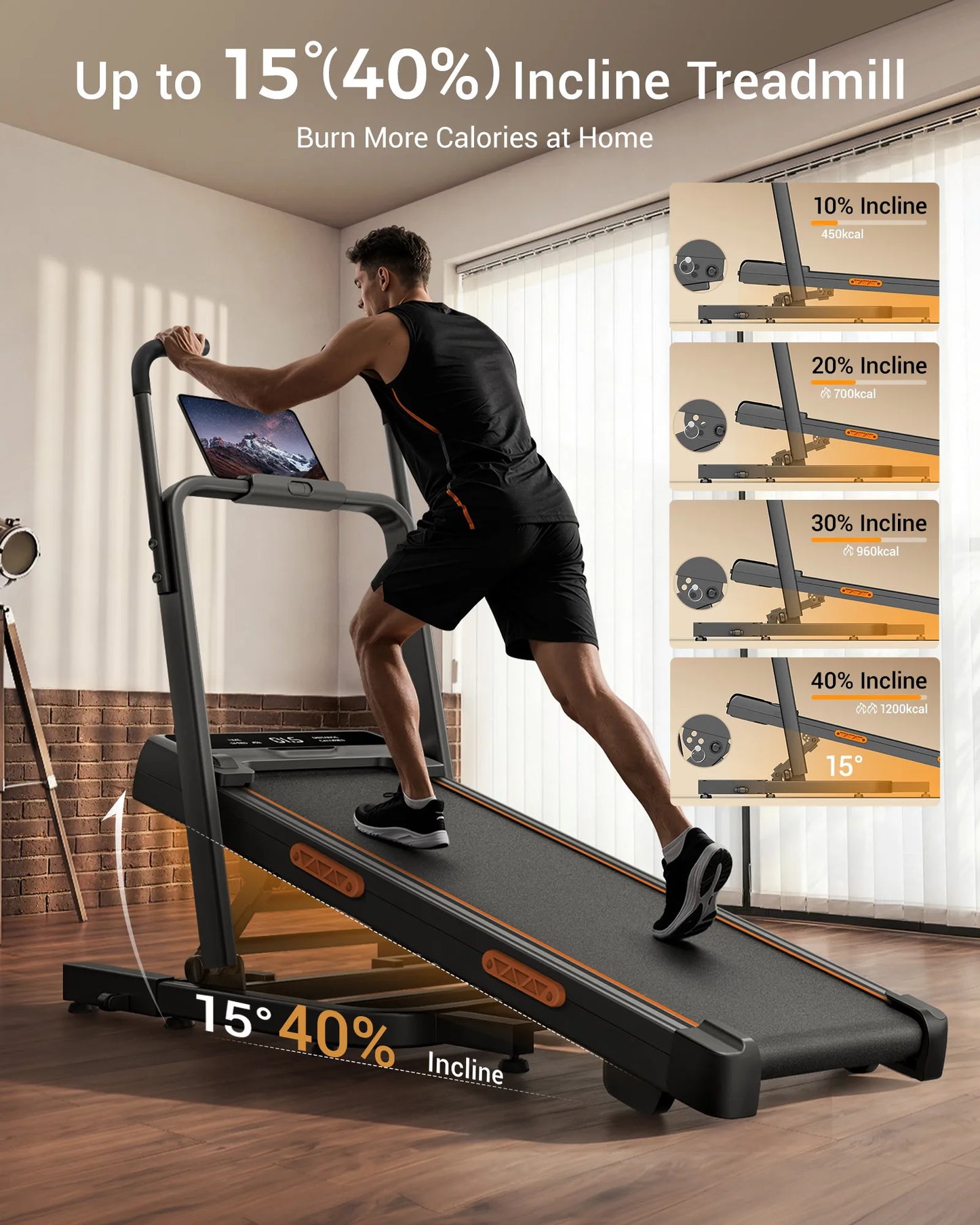 UMAY Home Treadmill With 3.0HP Motor LED Display