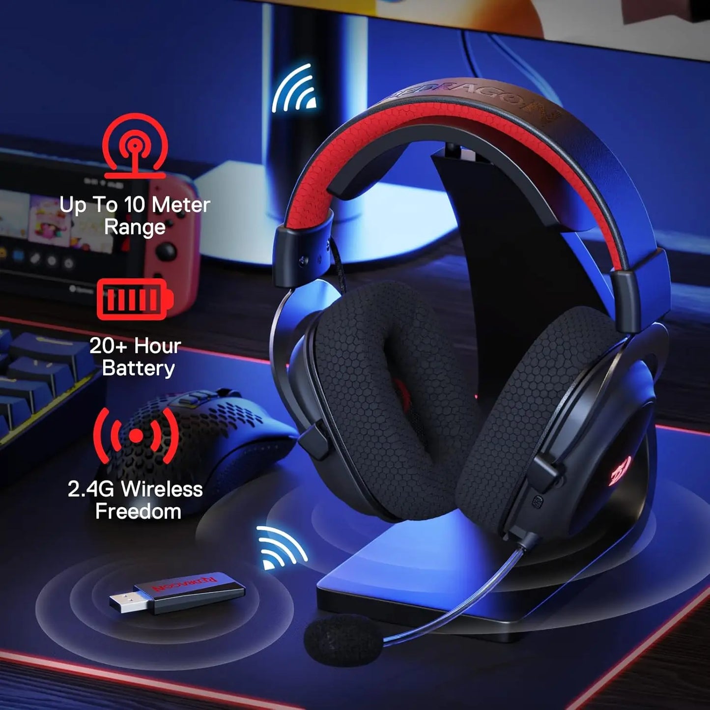 Redragon H510 PRO Zeus X Wireless Gaming Headset 7.1 Sound