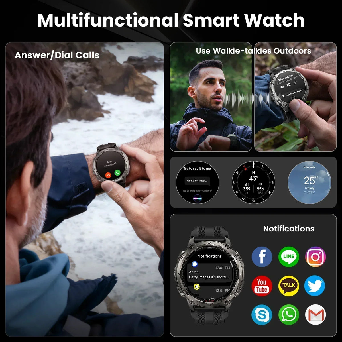 KOSPET Tank T4 Smart Watch Men GPS Satellite Navigation Waterproof