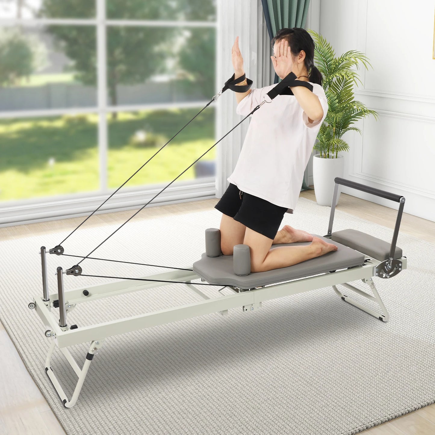 Foldable Pilates Reformer Machine Portable Fitness Equipment Multifunctional