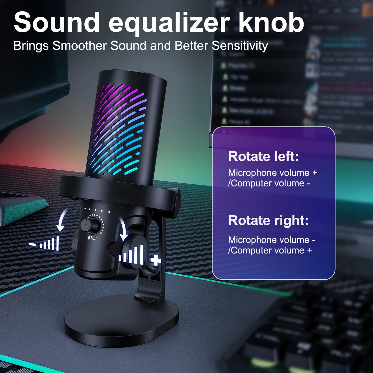Tenlamp RGB USB Gaming Microphone for PC Mac PS4 PS5