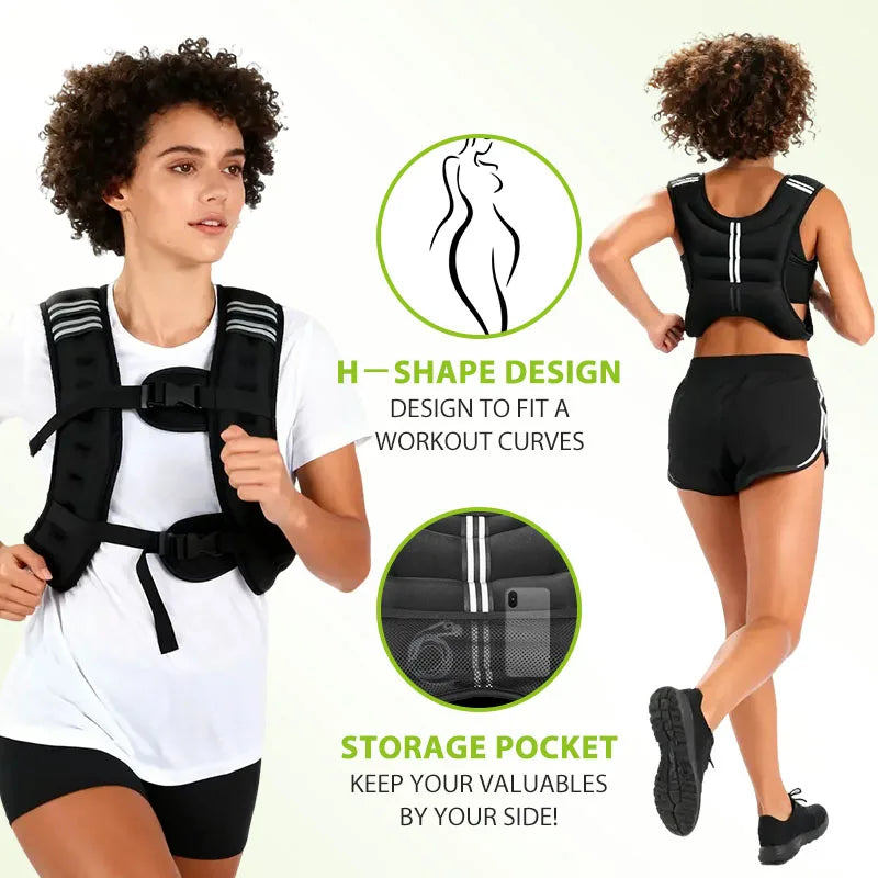 12lb Weight Vest With Reflective Stripe For Workout And Running